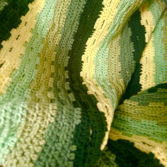 Vintage Handmade Striped Crochet Afghan Knit Blanket Large Throw #0625255 - Picture 10 of 16